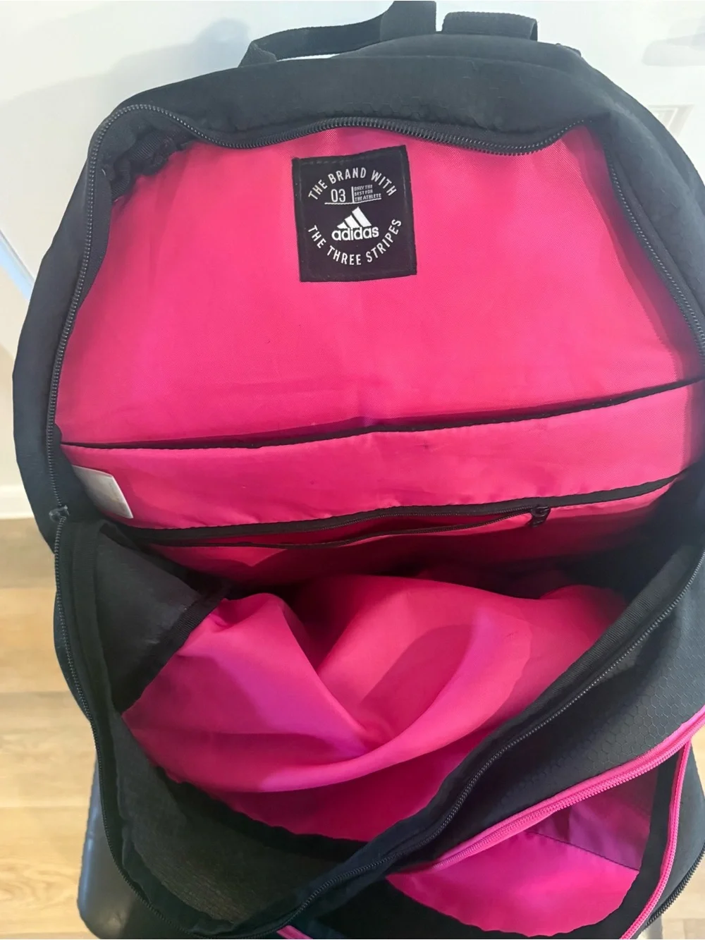 adidas Black Backpack with Pink Trim and Logo - Picture 6 of 6